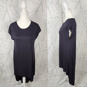 Moiety Dark Purple Modal Blend Round Neck High Low Dress